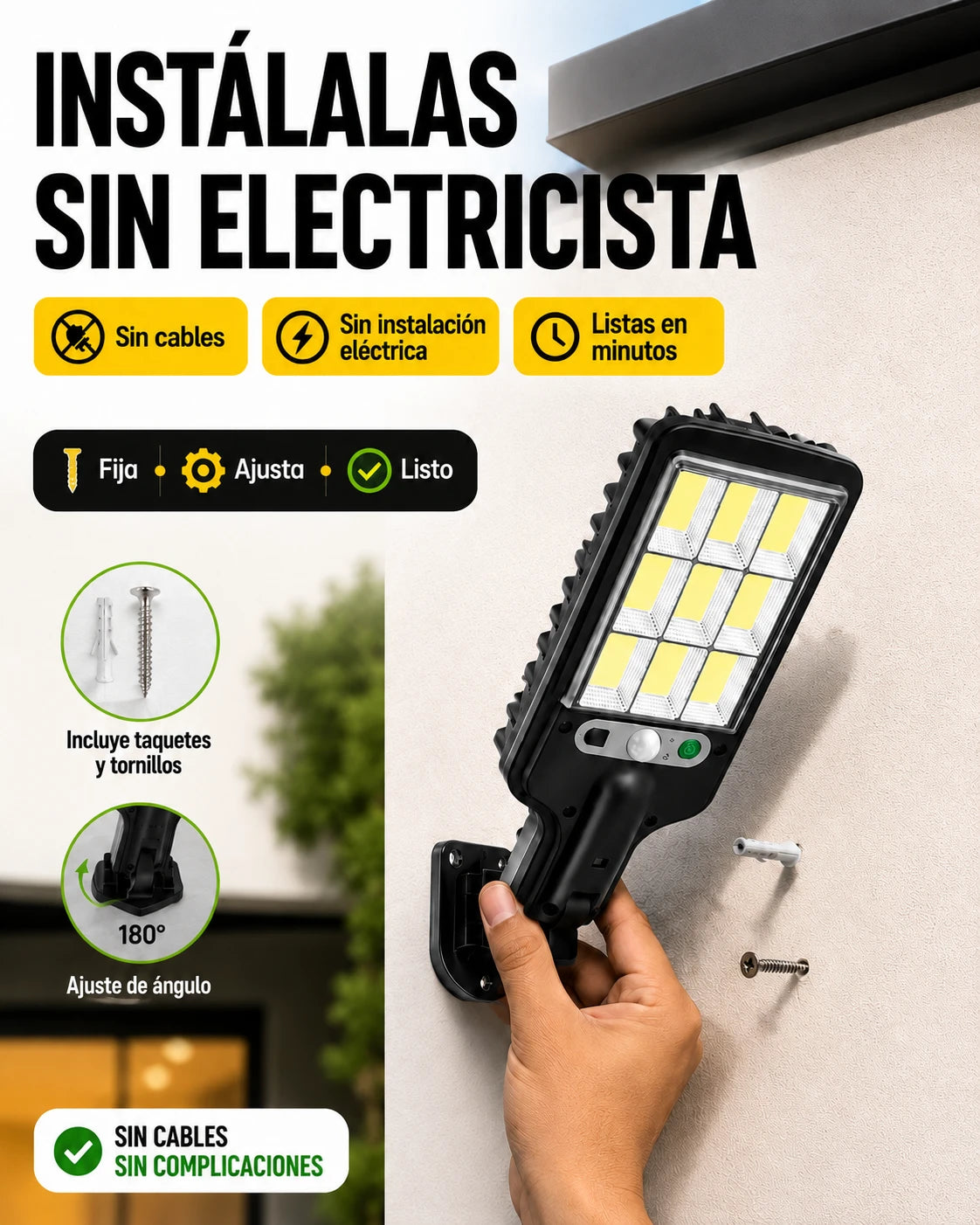 Set de 4 Lámparas Solares LED con Sensor